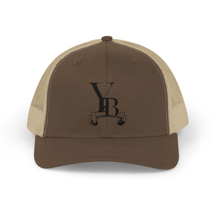 Vintage Workout Snapback Trucker Cap with Barbell Logo