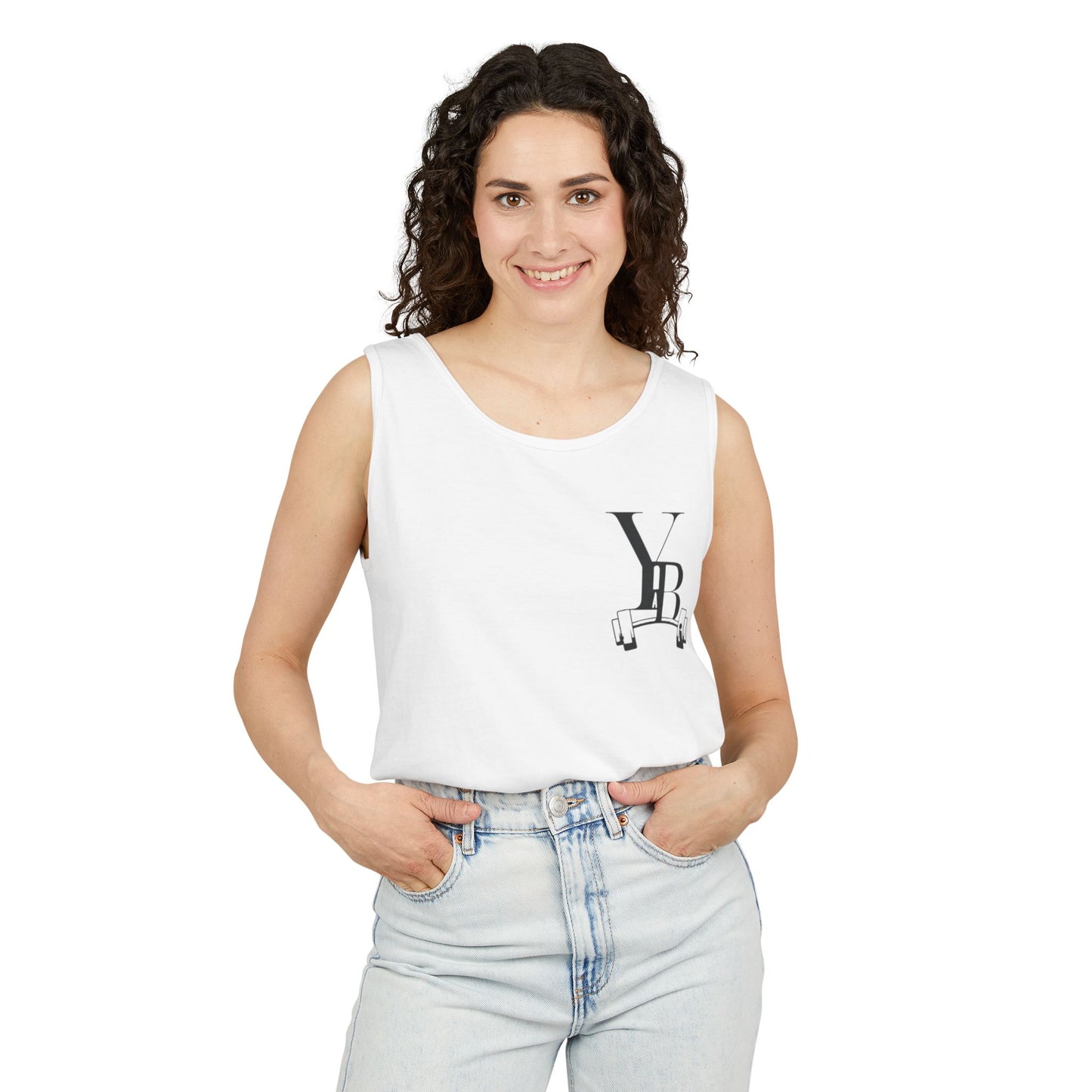 Unisex Garment-Dyed Tank Top with Barbell Design - Perfect for Fitness Lovers