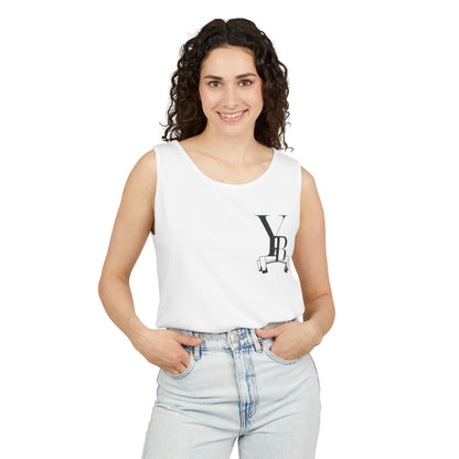 Unisex Garment-Dyed Tank Top with Barbell Design - Perfect for Fitness Lovers