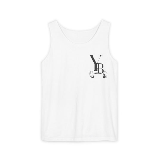 Unisex Garment-Dyed Tank Top with Barbell Design - Perfect for Fitness Lovers