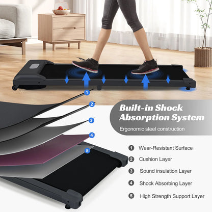 [ US in STOCK] under Desk Treadmill, Slim Flat Walking Pad, Portable Walking Jogging Machine for Home Office Exercise - Remote Control, LCD Display, Stored under Sofa Free Installation