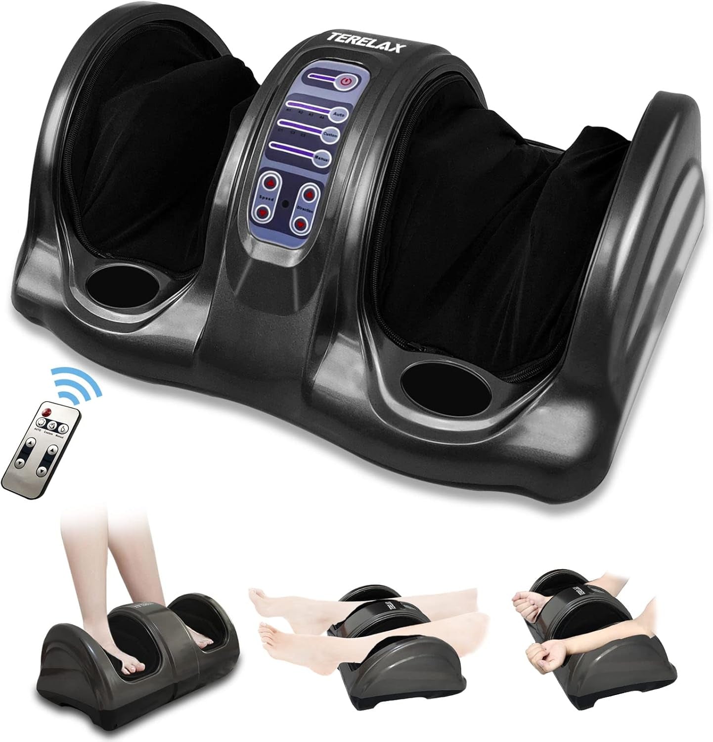 Foot Massager Machine Father Day'S Gift, Shiatsu Foot and Calf Massager Plantar Nerve Pain Electric Deep Kneading Rolling Massage for Foot Leg Calf Arm Ankle with Remote