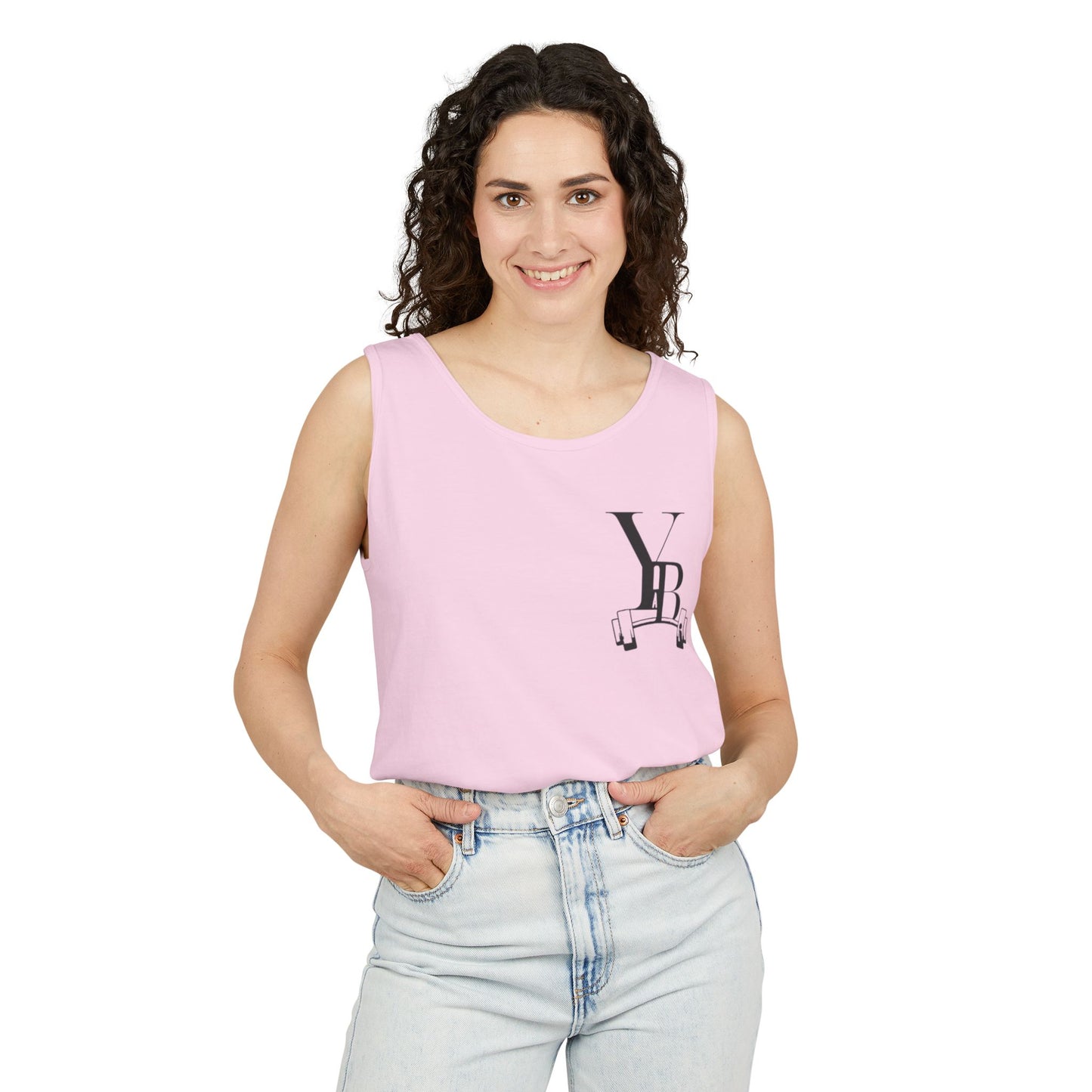 Unisex Garment-Dyed Tank Top with Barbell Design - Perfect for Fitness Lovers