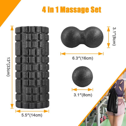 Pilates Yoga Roller Fitness Foam Roller 33X14Cm Deep Tissue Massager for Muscle Massage and Myofascial Trigger Point Release