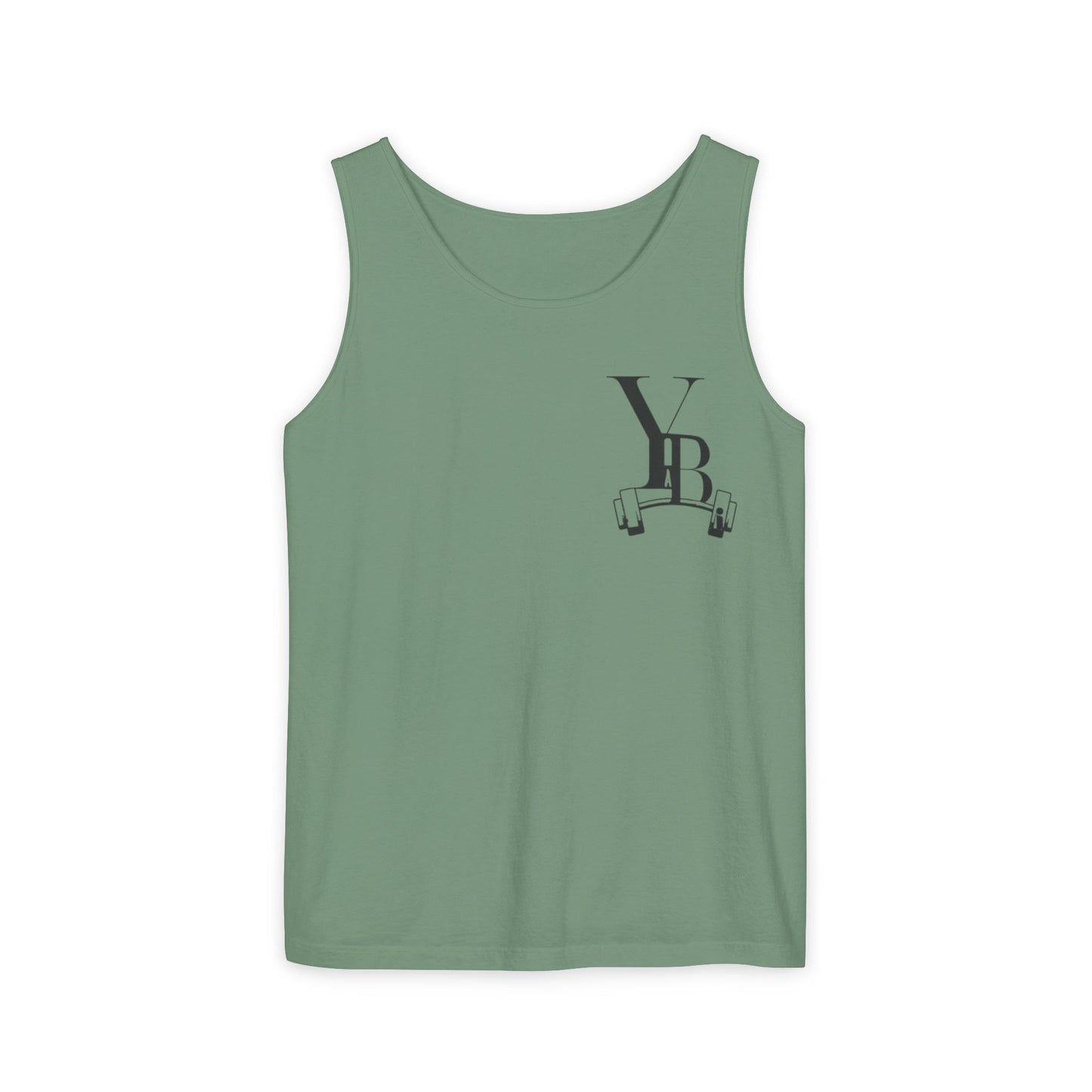 Unisex Garment-Dyed Tank Top with Barbell Design - Perfect for Fitness Lovers