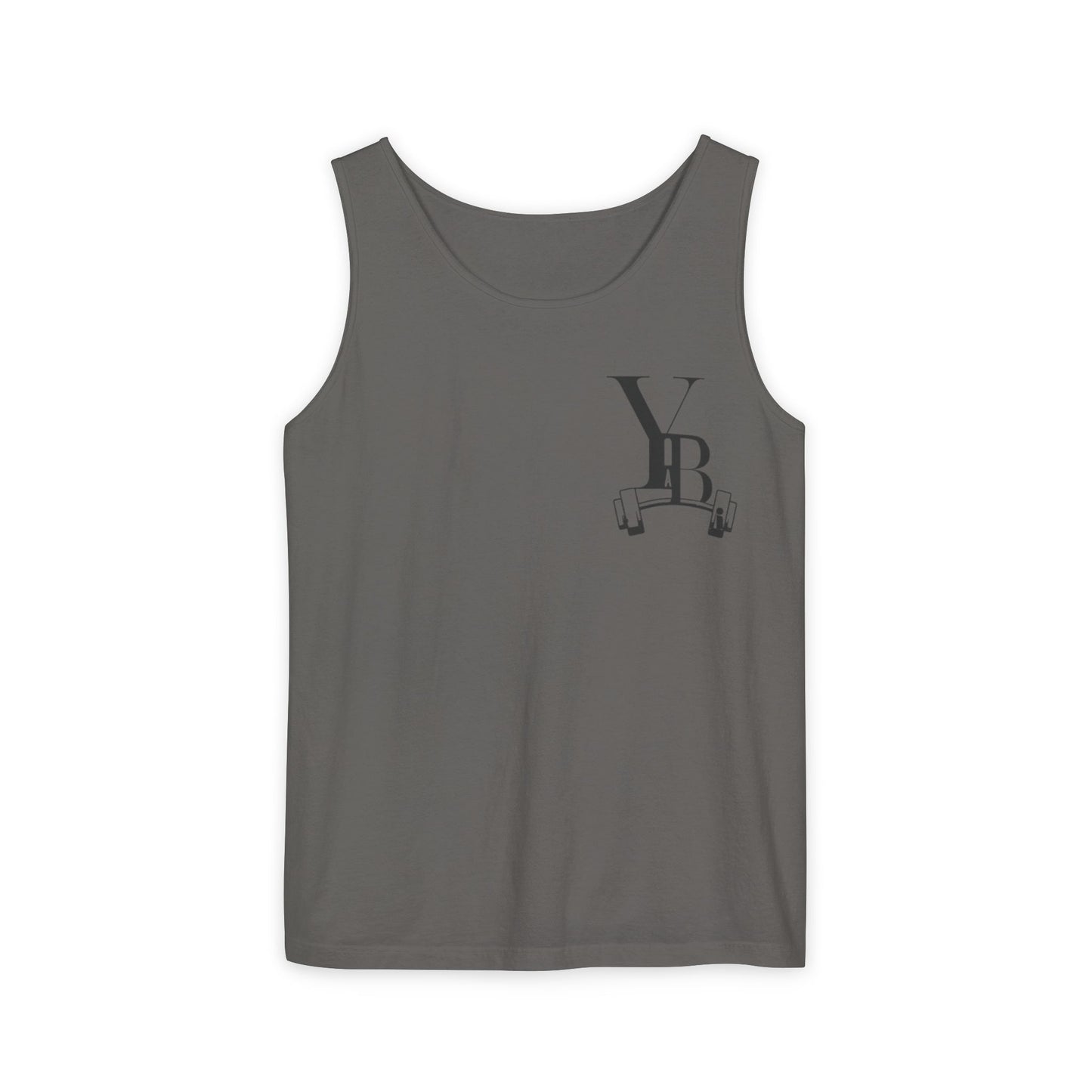 Unisex Garment-Dyed Tank Top with Barbell Design - Perfect for Fitness Lovers