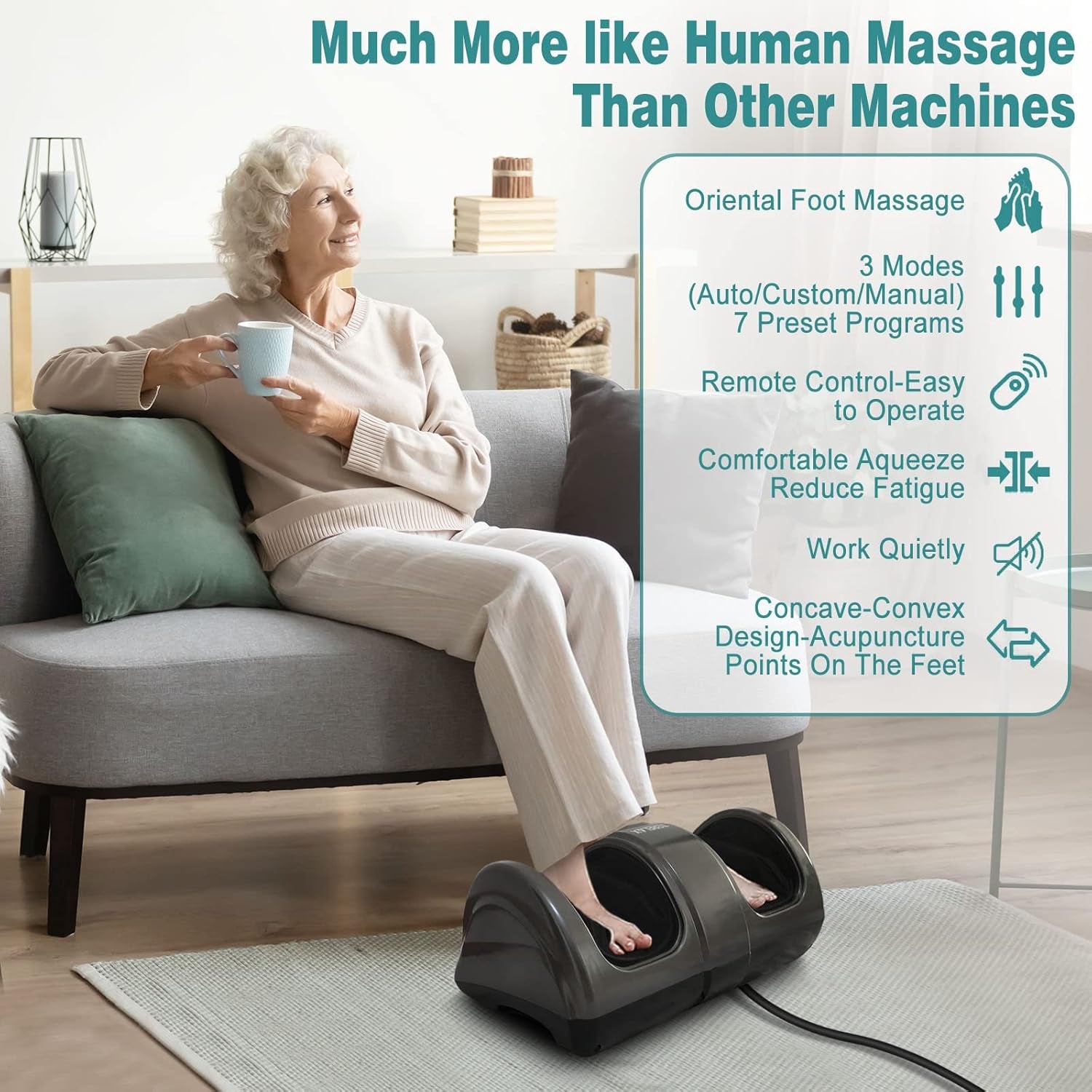 Foot Massager Machine Father Day'S Gift, Shiatsu Foot and Calf Massager Plantar Nerve Pain Electric Deep Kneading Rolling Massage for Foot Leg Calf Arm Ankle with Remote