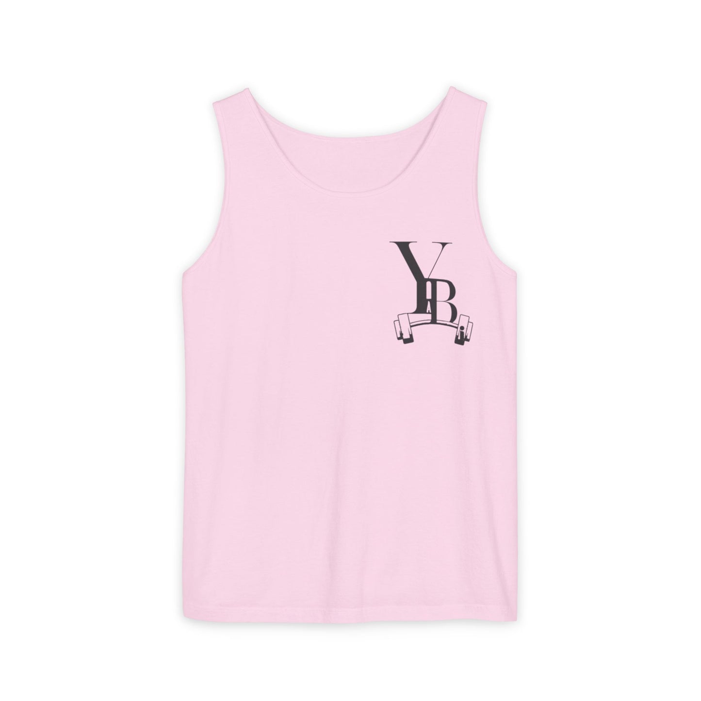 Unisex Garment-Dyed Tank Top with Barbell Design - Perfect for Fitness Lovers