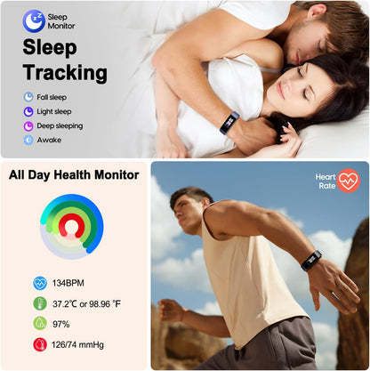 Fitness Tracker with Step Counter/Calories/Stopwatch, Activity Tracker with Heart Rate Monitor, IP68, Health Tracker with Sleep Tracker, Smartwatch, Pedometer Watch for Women Men Kids