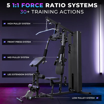 9 in 1 Home Gym Station, Workout Station with 138LBS Weight Stack, Workout Gym Equipment Weight Machine Home Gym System